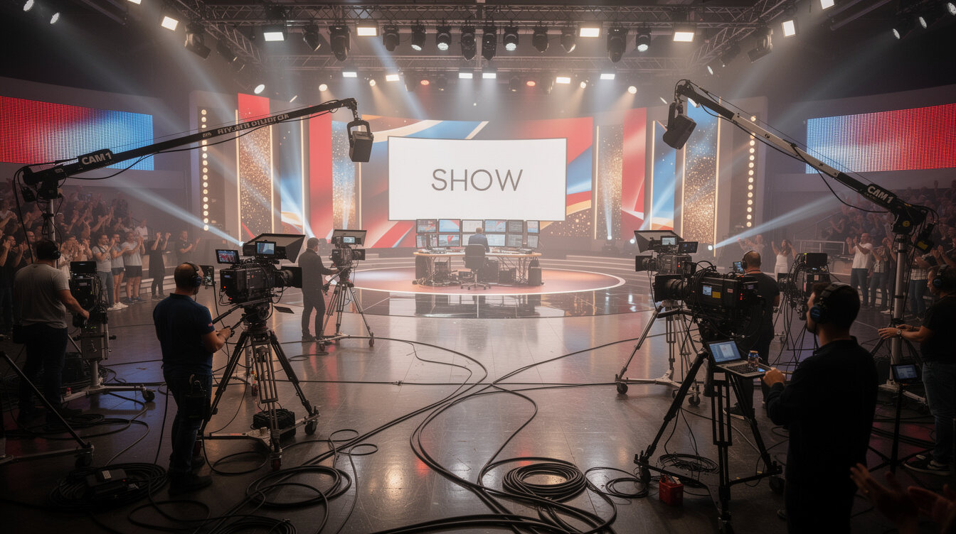 Large television studio during a live entertainment show production